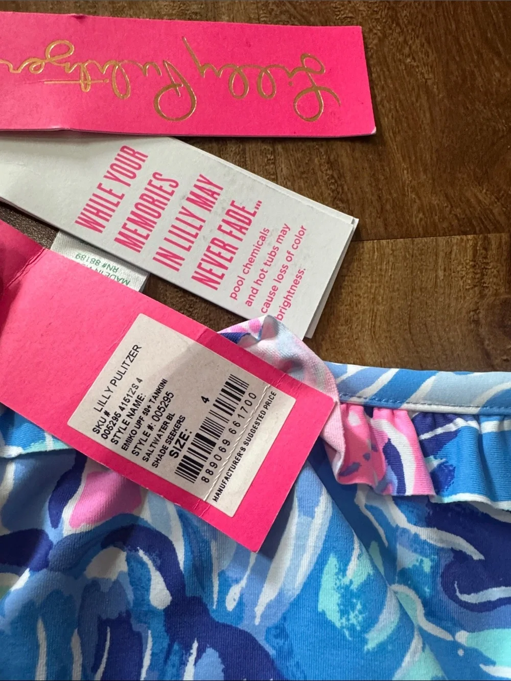 Lilly Pulitzer Girls' Blue, Pink & Mint Tropical Tankini Set size 4 NWT’s